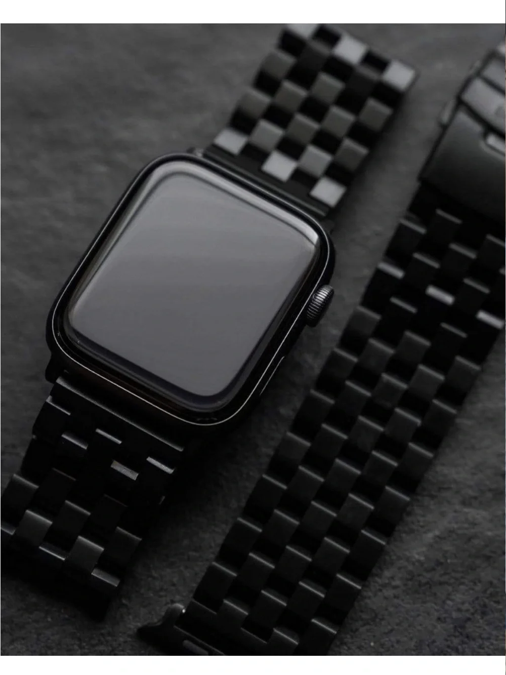 Bull strap Men’s Black Stainless Steel Smartwatch with Metal Link Band NWOT